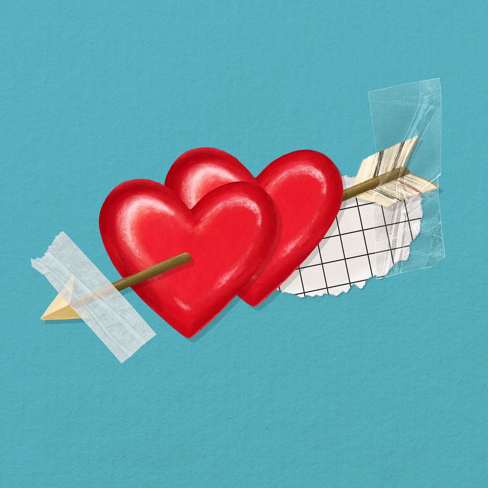 Arrow through heart, Valentine's celebration illustration, editable design