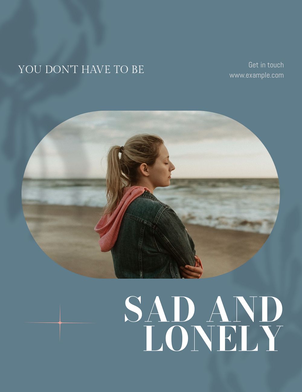 Sad and lonely flyer template, editable text & design