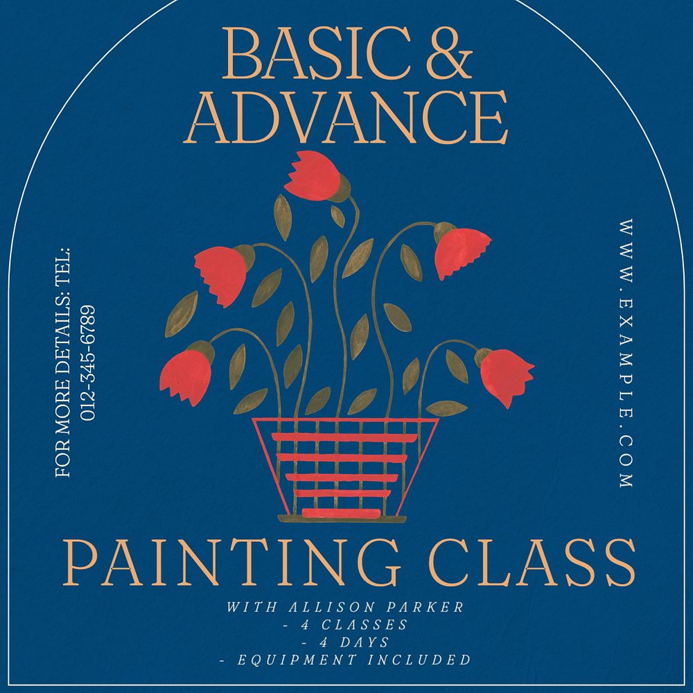 Painting class Instagram post template, editable text