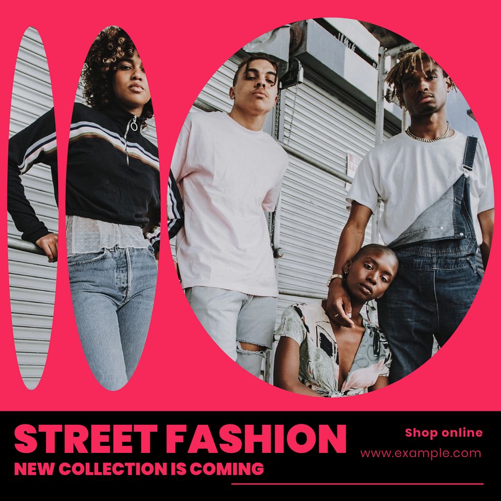 Street fashion  Instagram post template, editable design