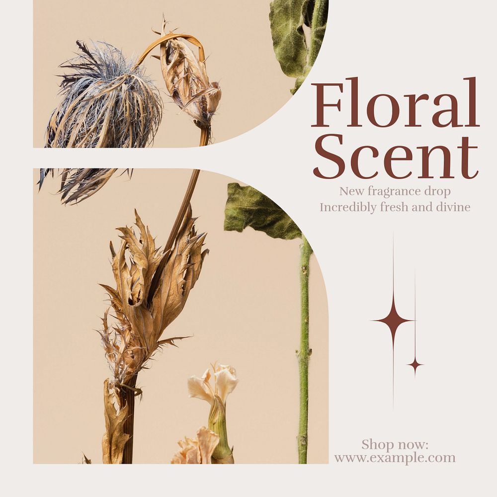 Floral perfume Instagram post template, editable design