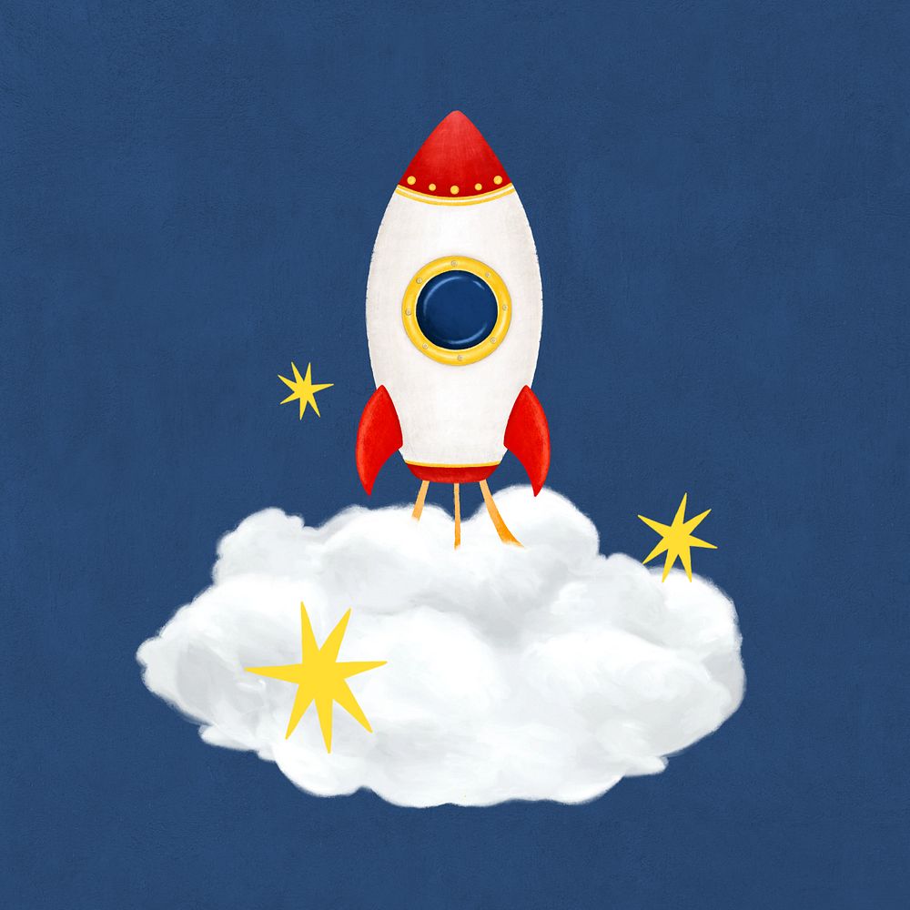 Space rocket launching illustration, editable design