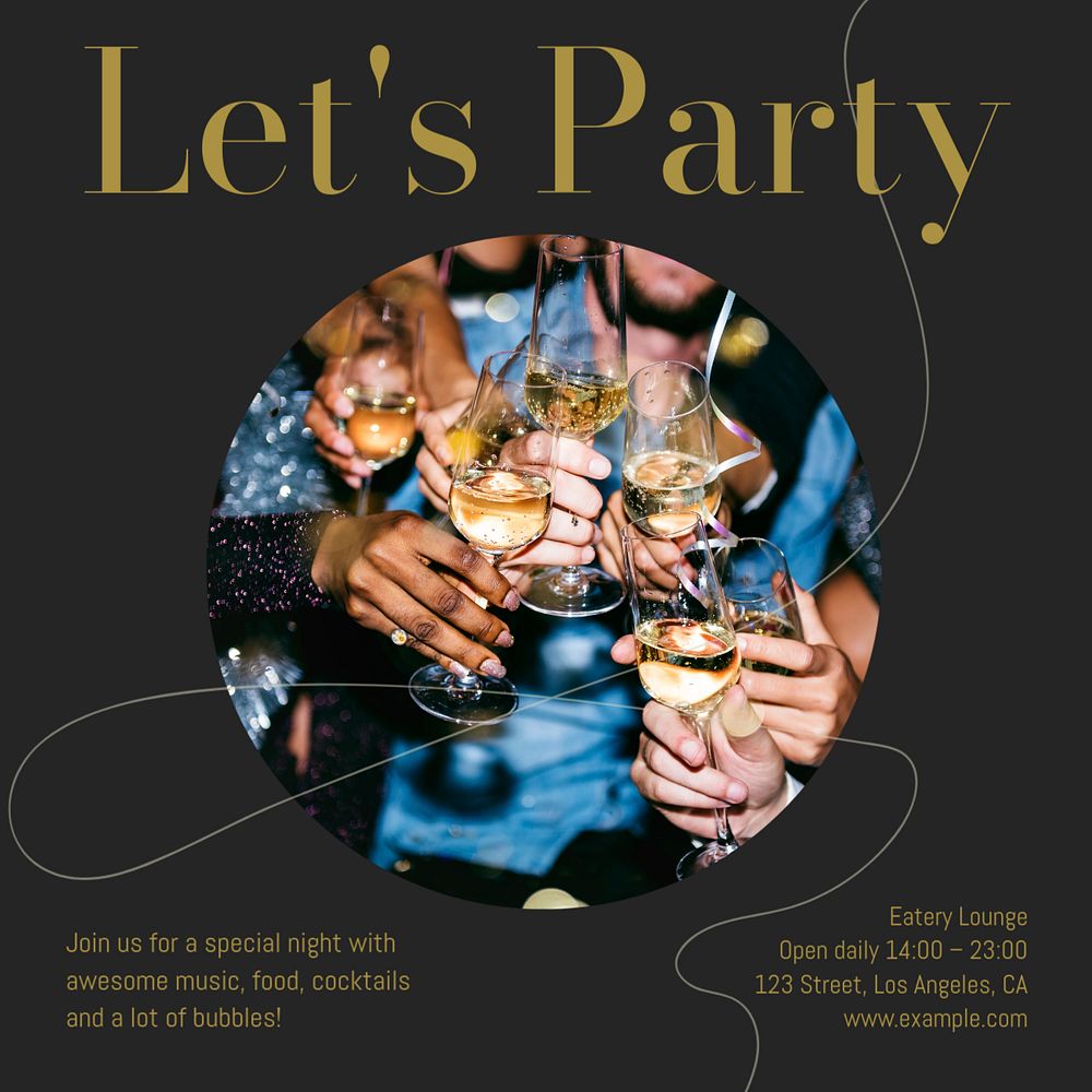 Let's party Instagram post template, editable design