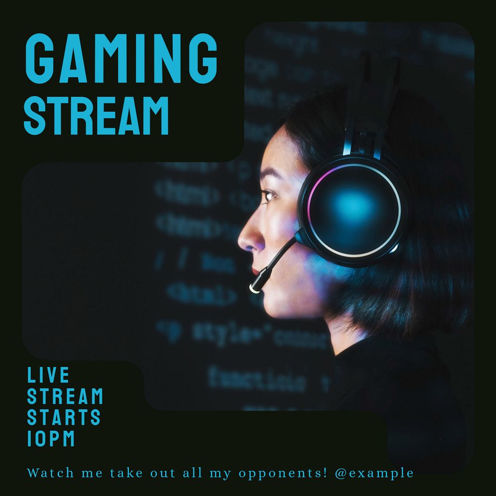 Gaming stream Instagram post template, editable design