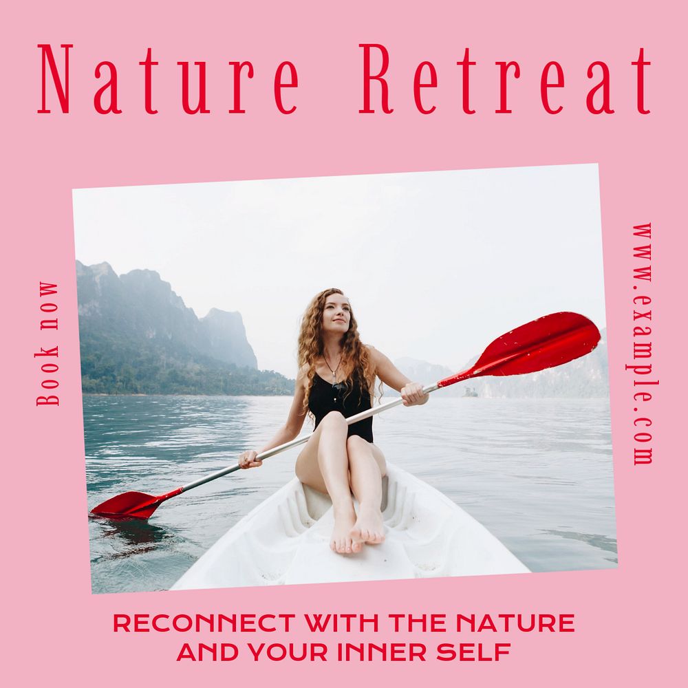 Nature retreat Instagram post template, editable text