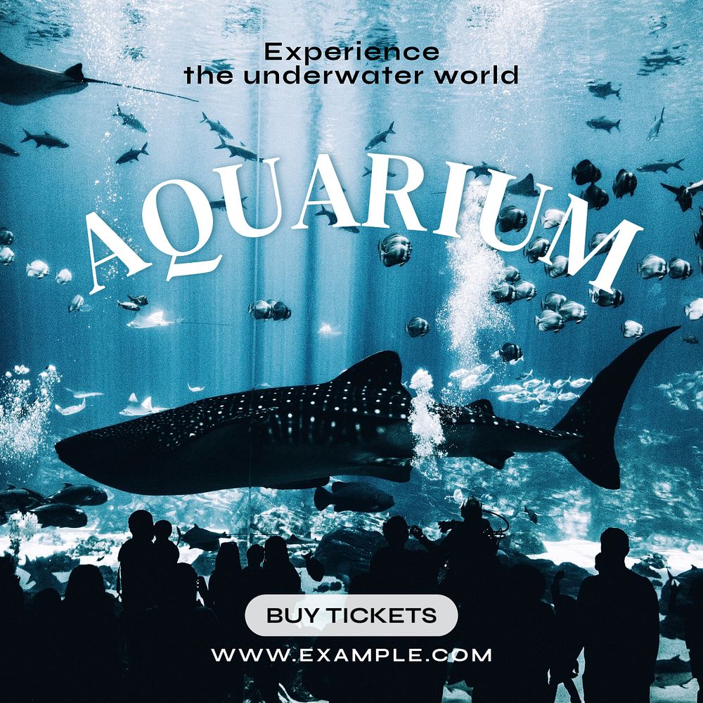 Aquarium Instagram post template, editable text