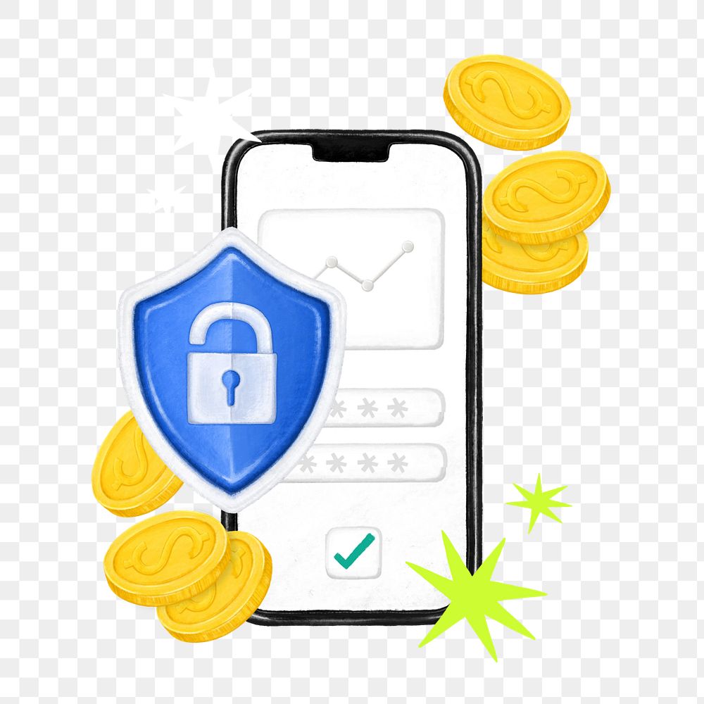 Online banking security png, finance remix, editable design