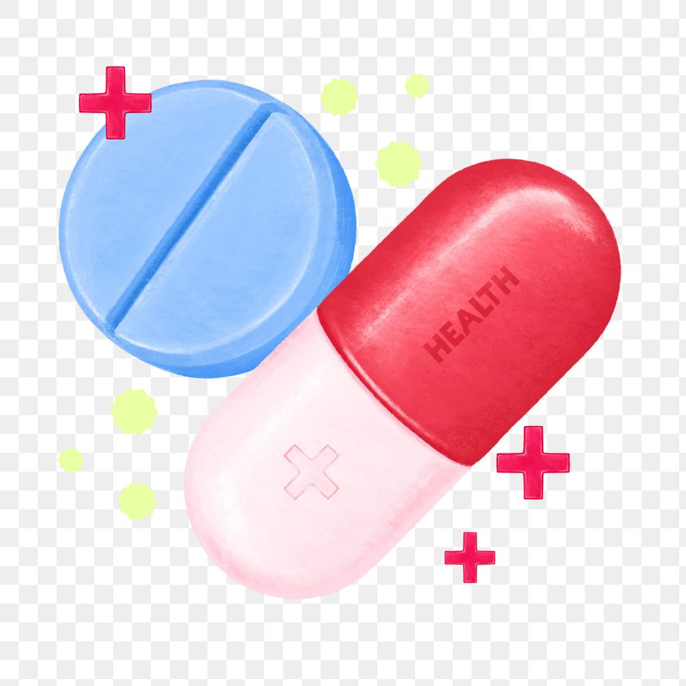 Medicine capsule tablet png illustration, editable design