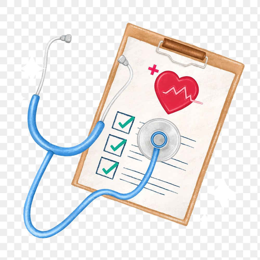 Health check-up checklist png illustration, editable design