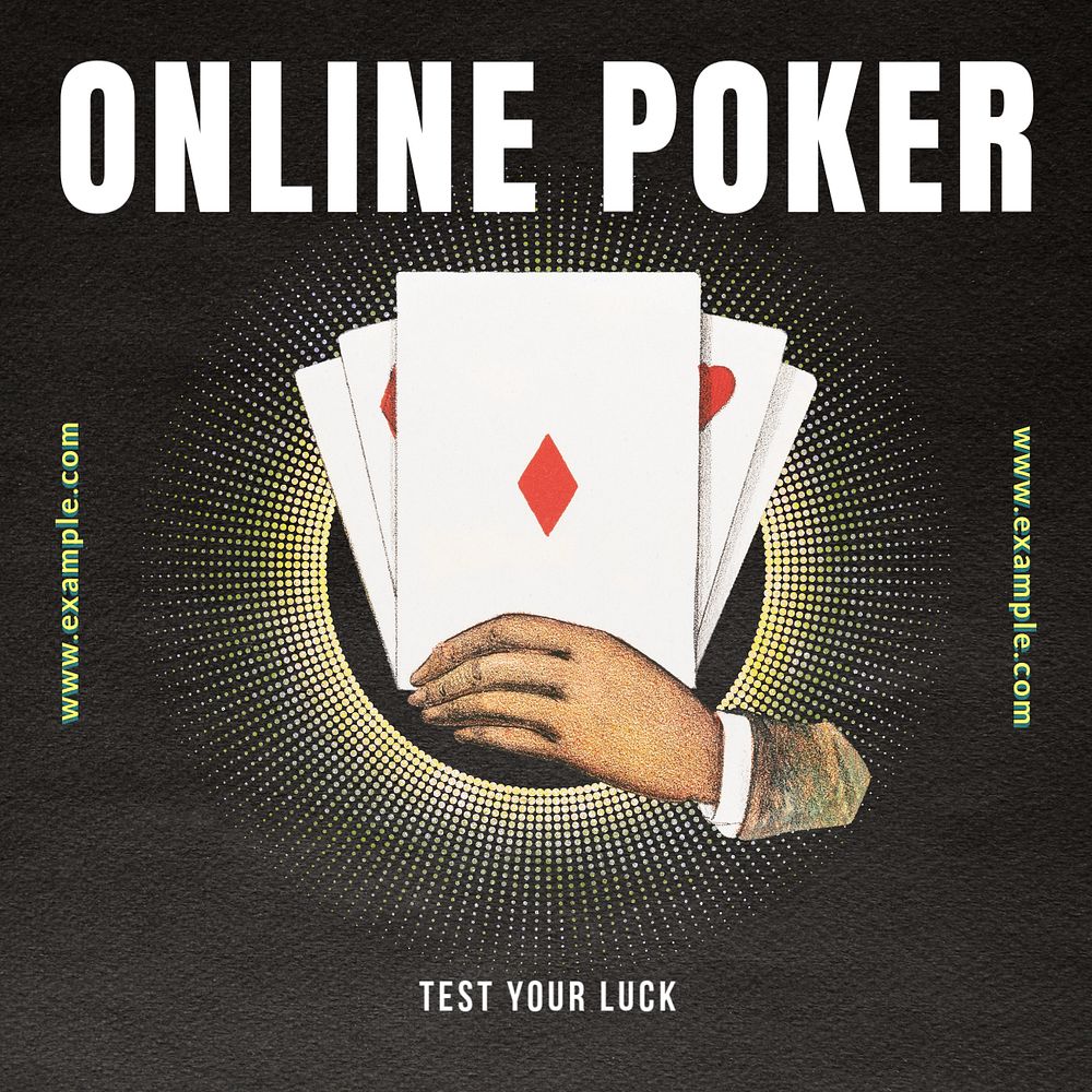 Online poker Facebook post template, editable design