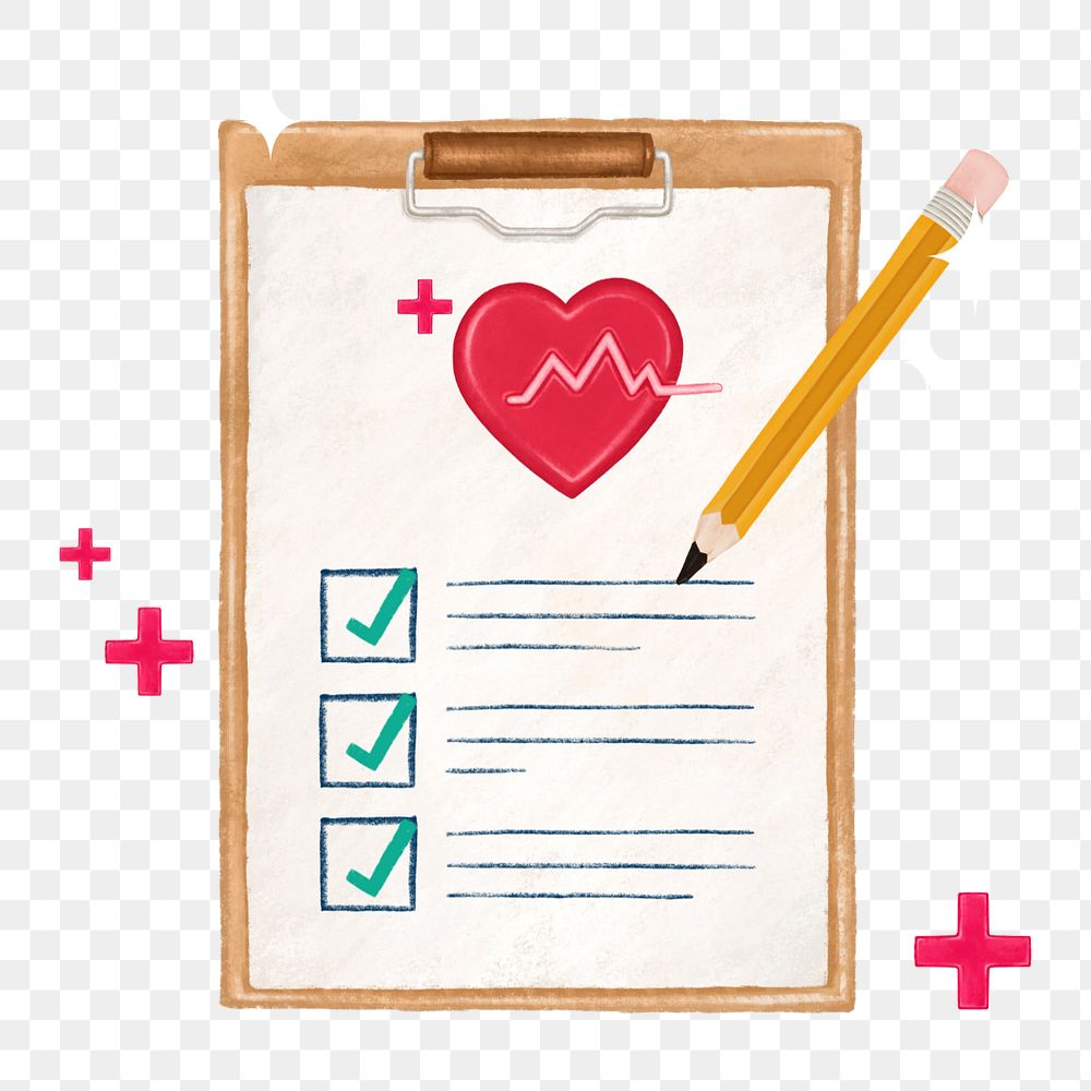 Health check-up checklist png illustration, editable design