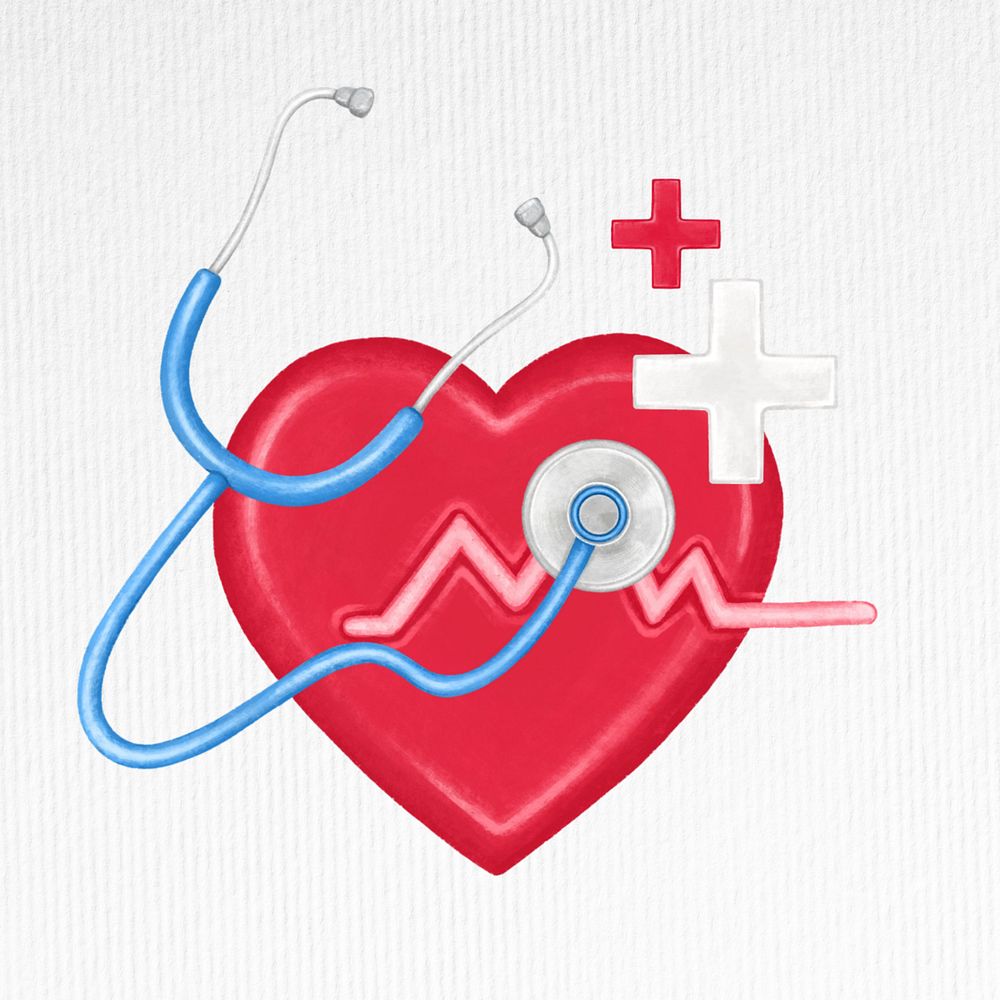 Stethoscope and heartbeat illustration, editable design