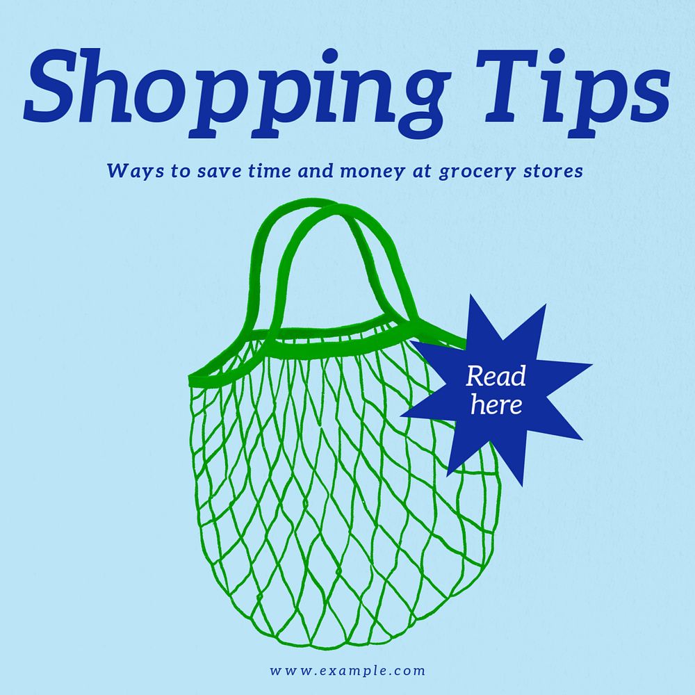 Shopping tips Instagram post template, editable text