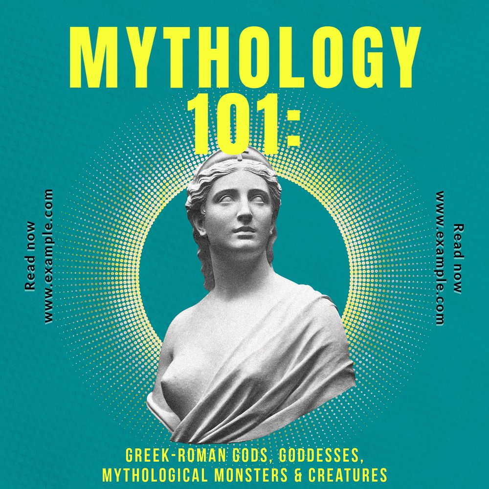 Mythology 101 Instagram post template, editable text