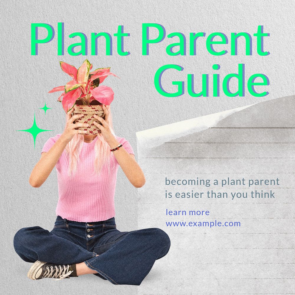 Plant parent guide Instagram post template, editable text