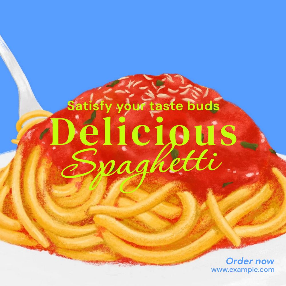 Delicious spaghetti Instagram post template, editable text