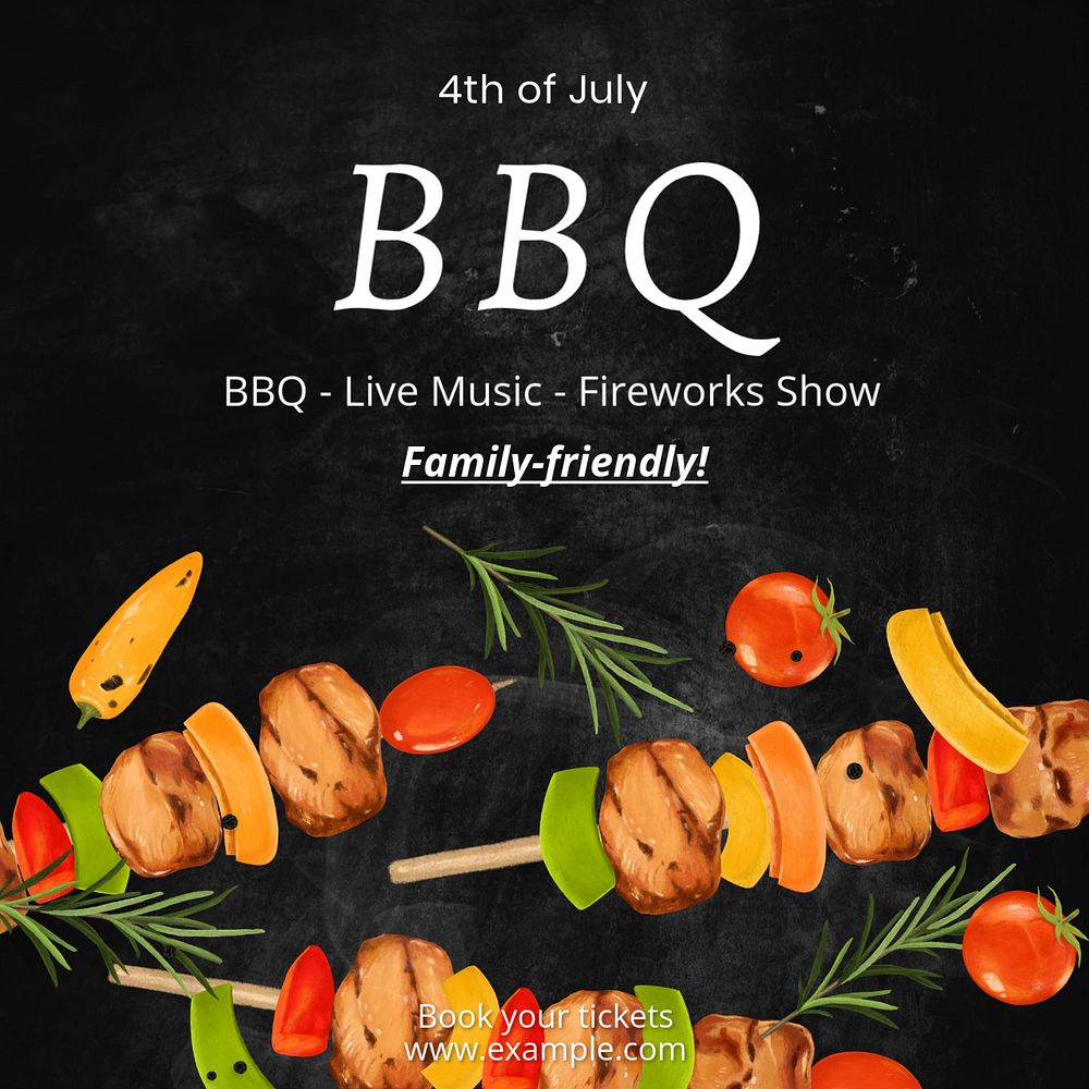 BBQ 4th of July Instagram post template, editable text