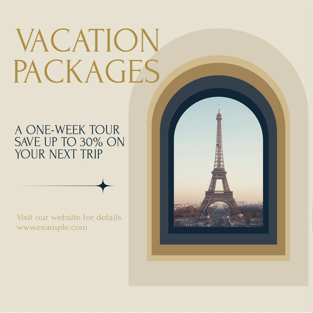 Vacation packages Instagram post template, editable design