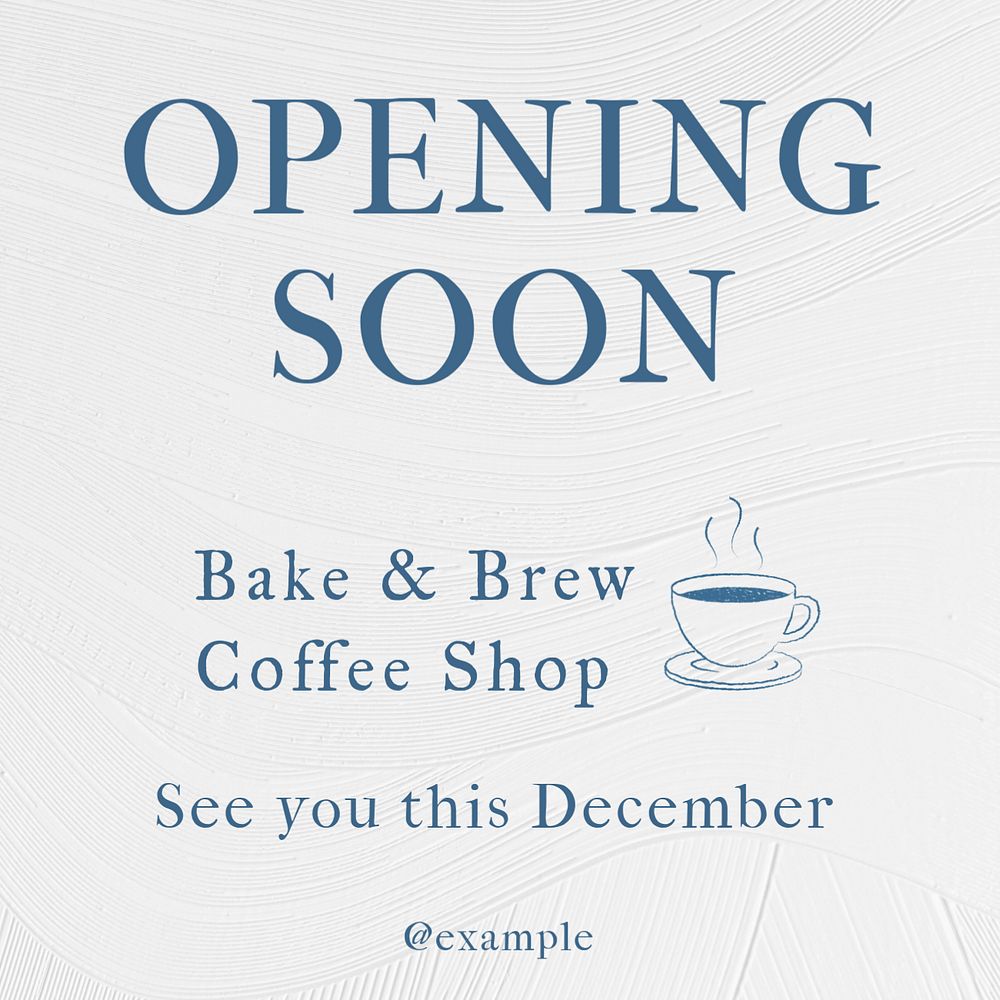 Opening soon Instagram post template, editable text