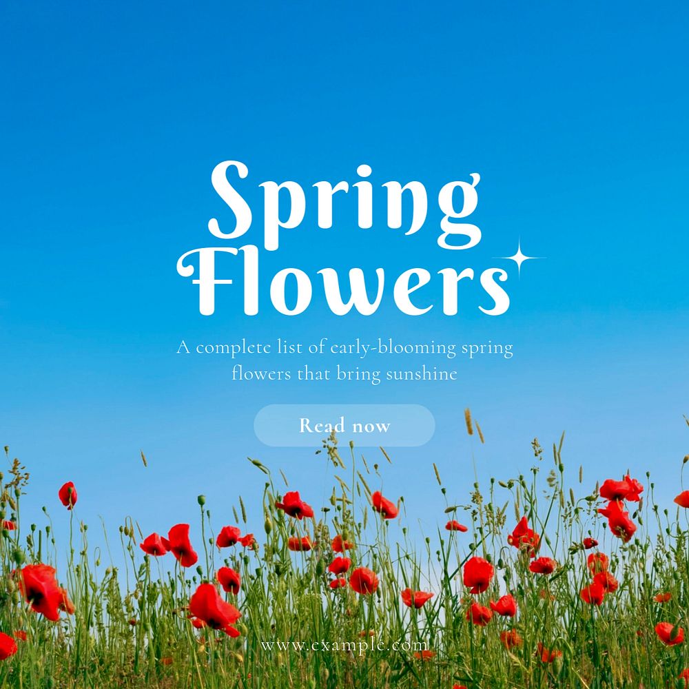 Spring flowers Instagram post template, editable text