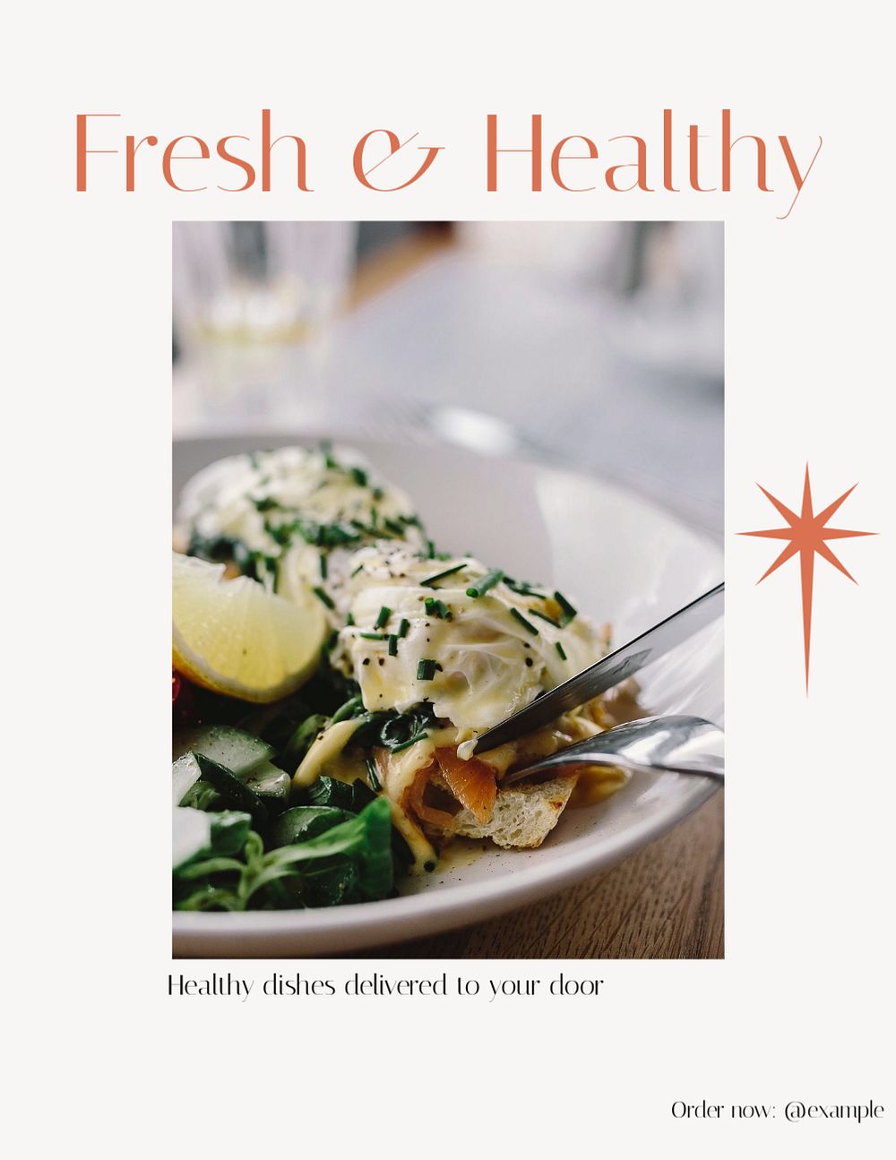 Fresh & healthy food flyer template, editable text & design