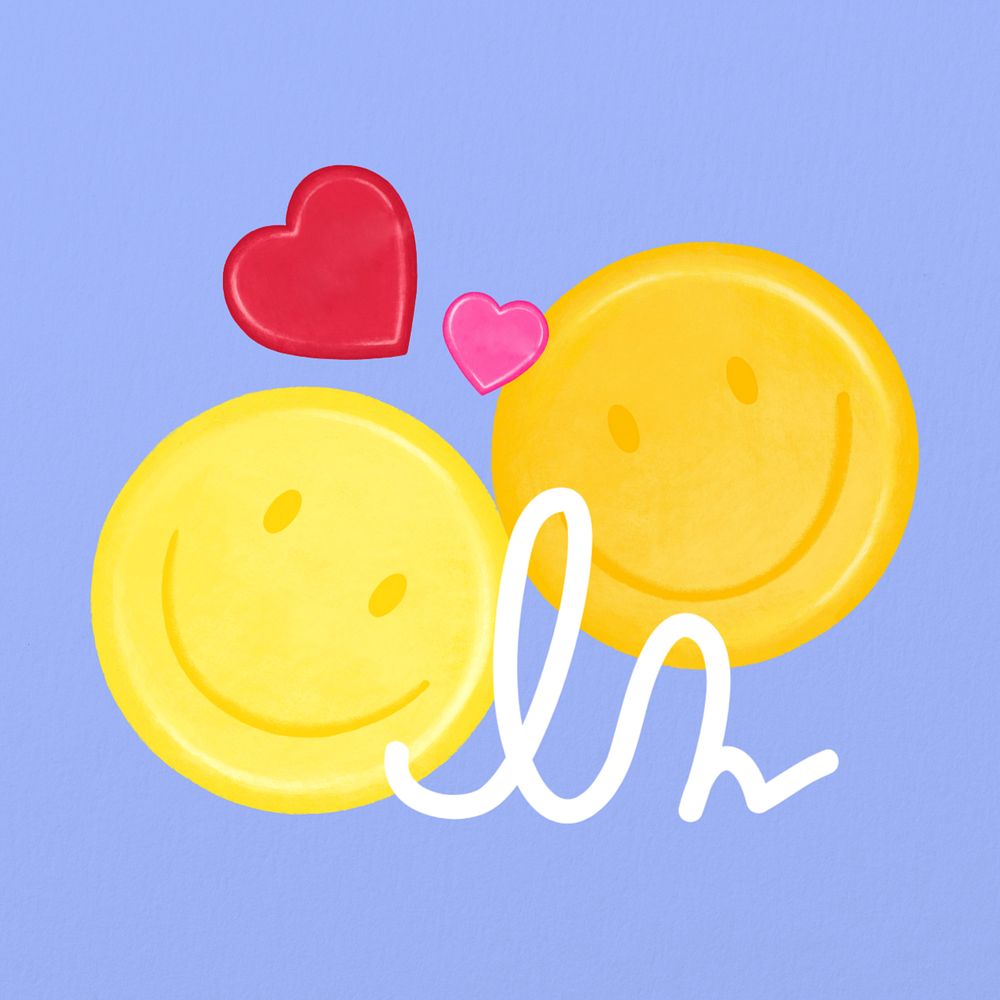 Couple smiling face emoticon remix, editable design