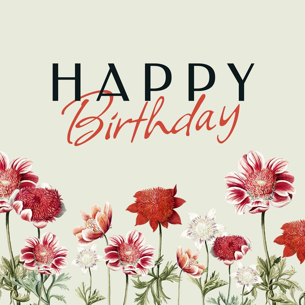 Happy birthday Instagram post template, editable text