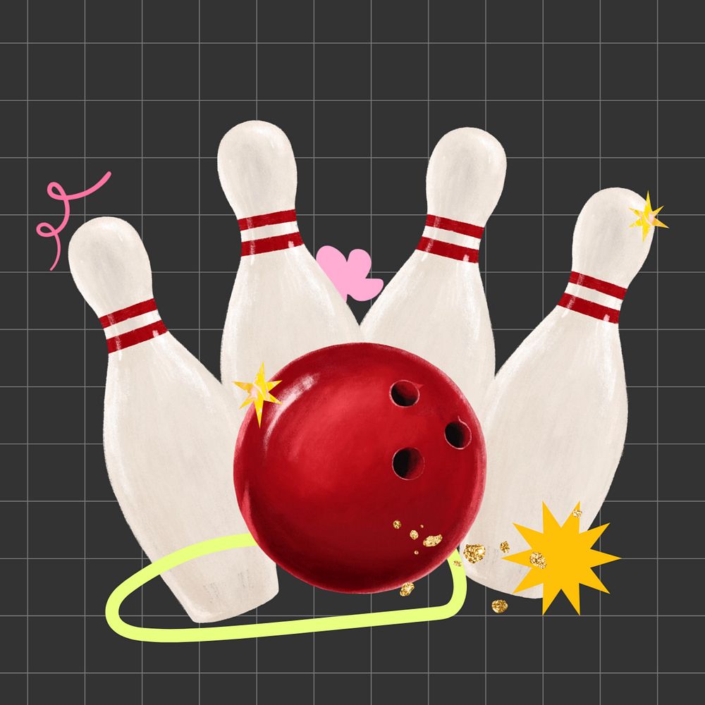 Bowling aesthetic, hobby illustration, editable design