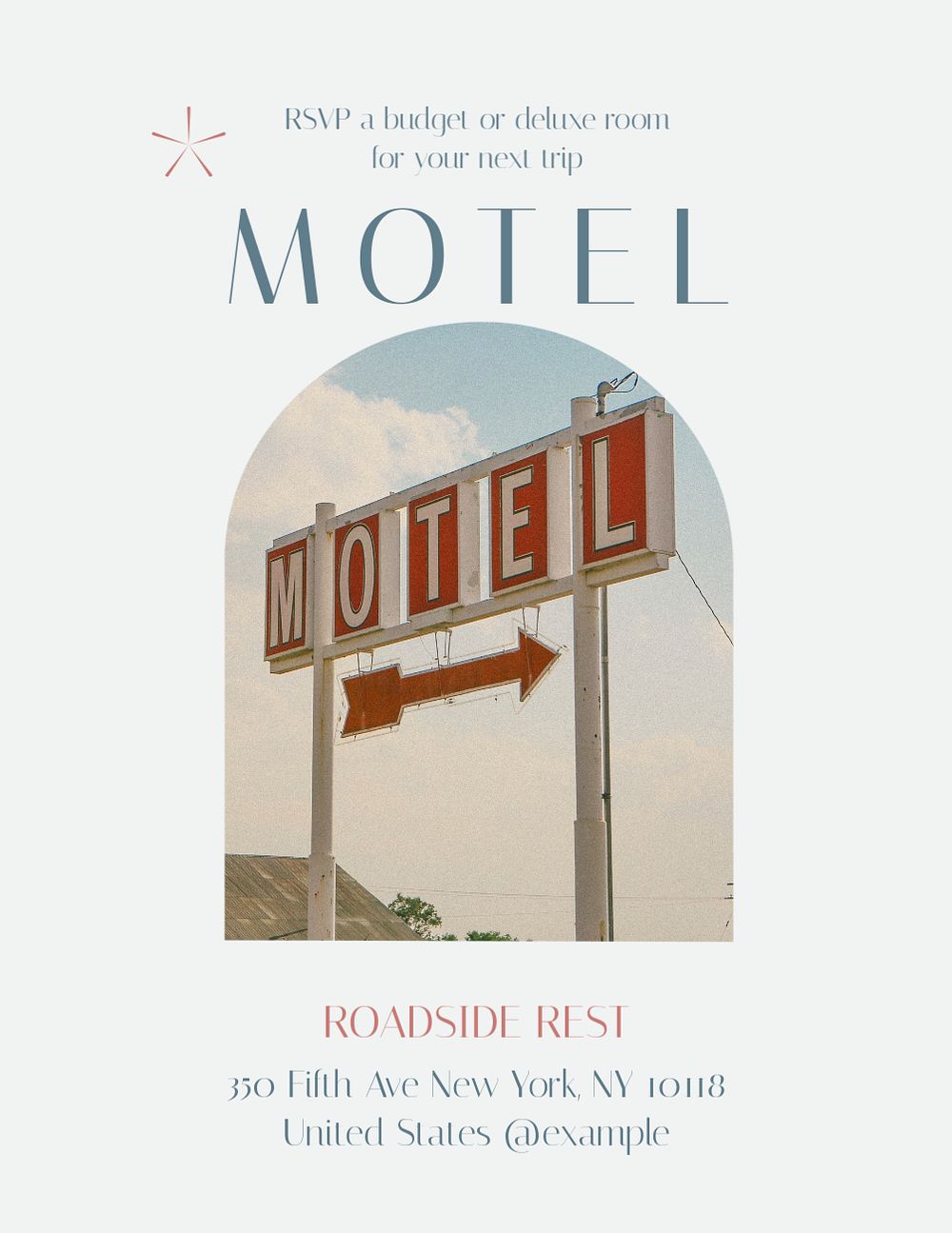 Motel flyer template, editable text & design