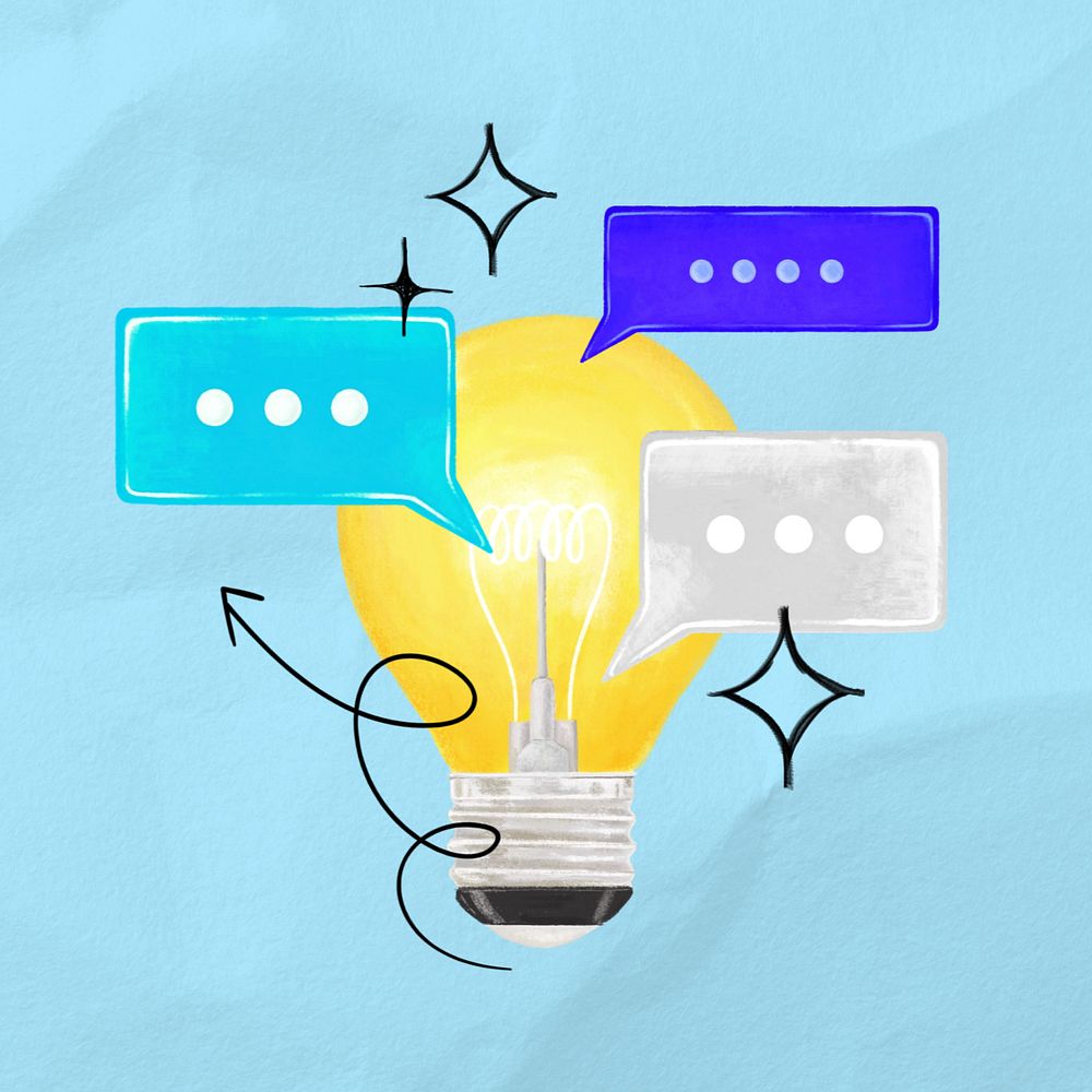 Creative idea remix, light bulb and speech bubble graphics, editable design