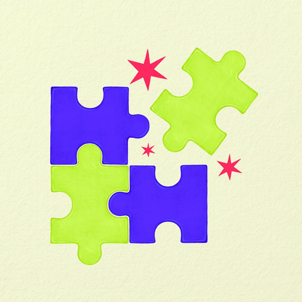 Colorful jigsaw puzzle illustration, editable design