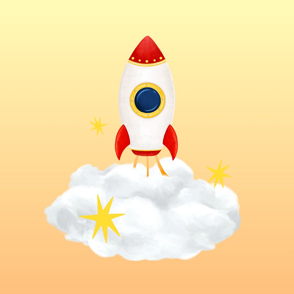 Space rocket launching illustration, editable design