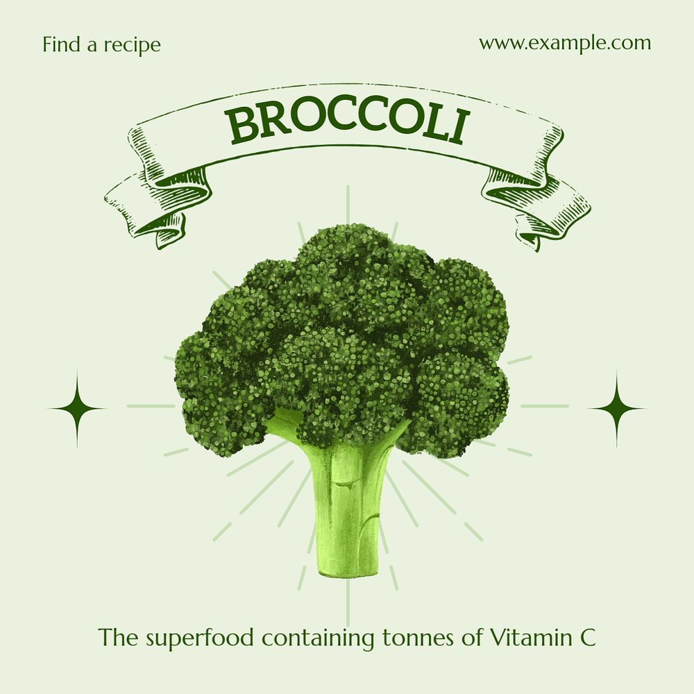 Broccoli Instagram post template, editable text