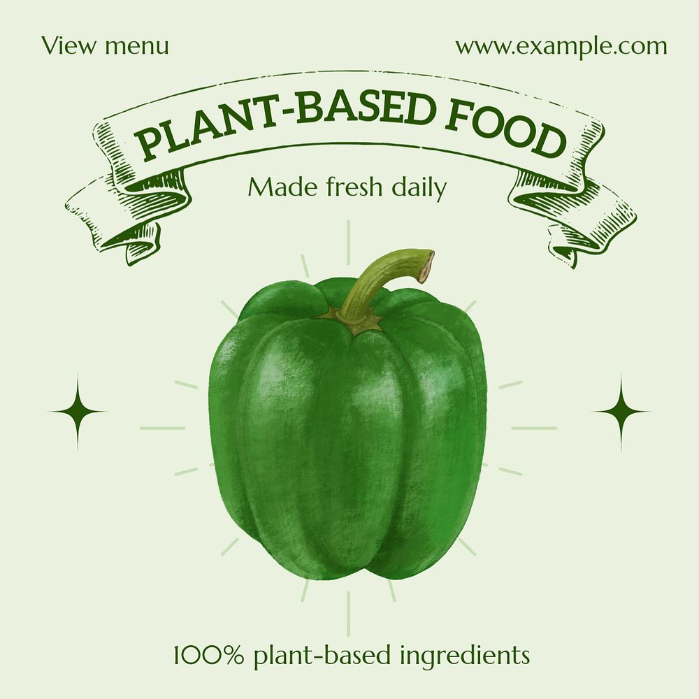 Plant-based food Instagram post template, editable text