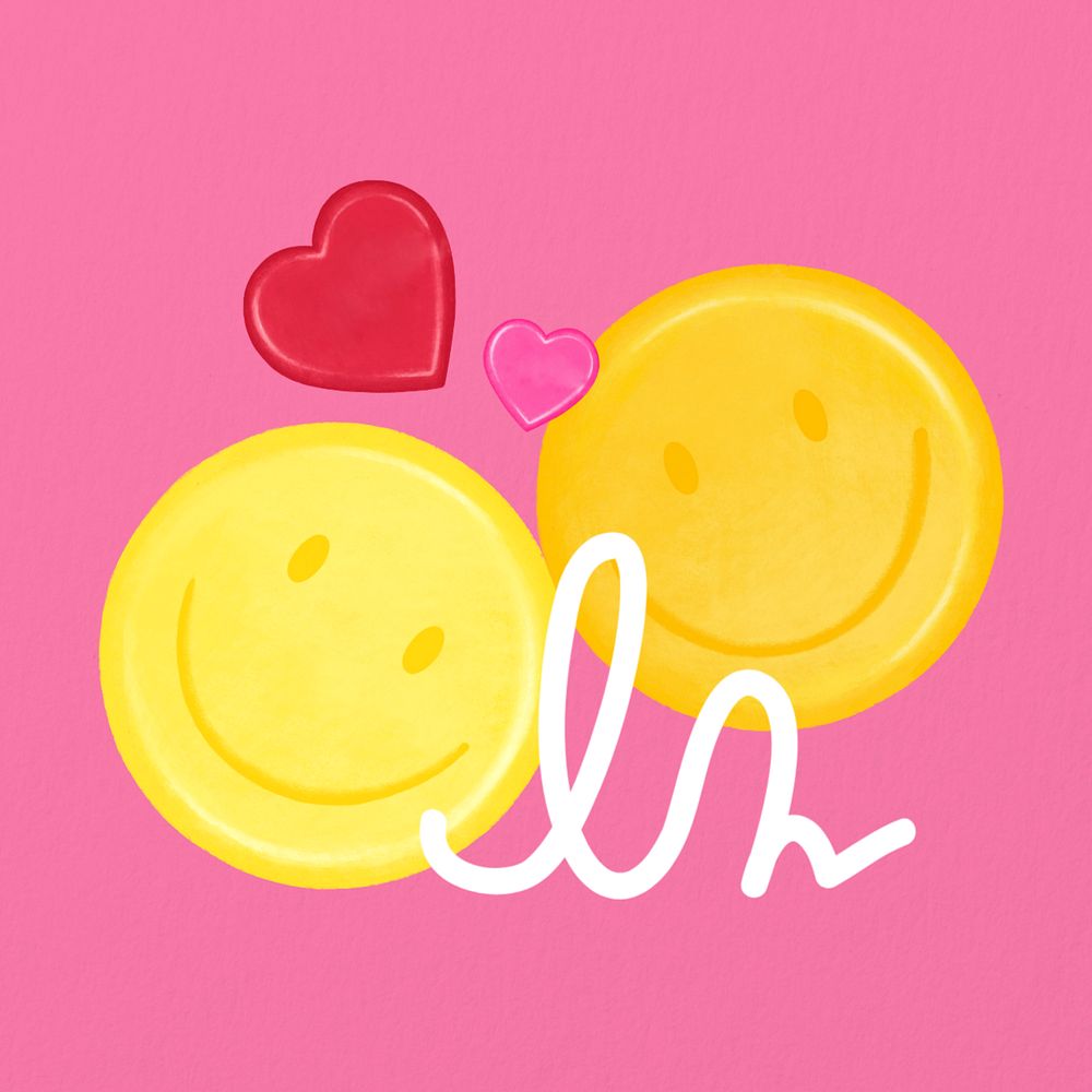 Couple smiling face emoticon remix, editable design