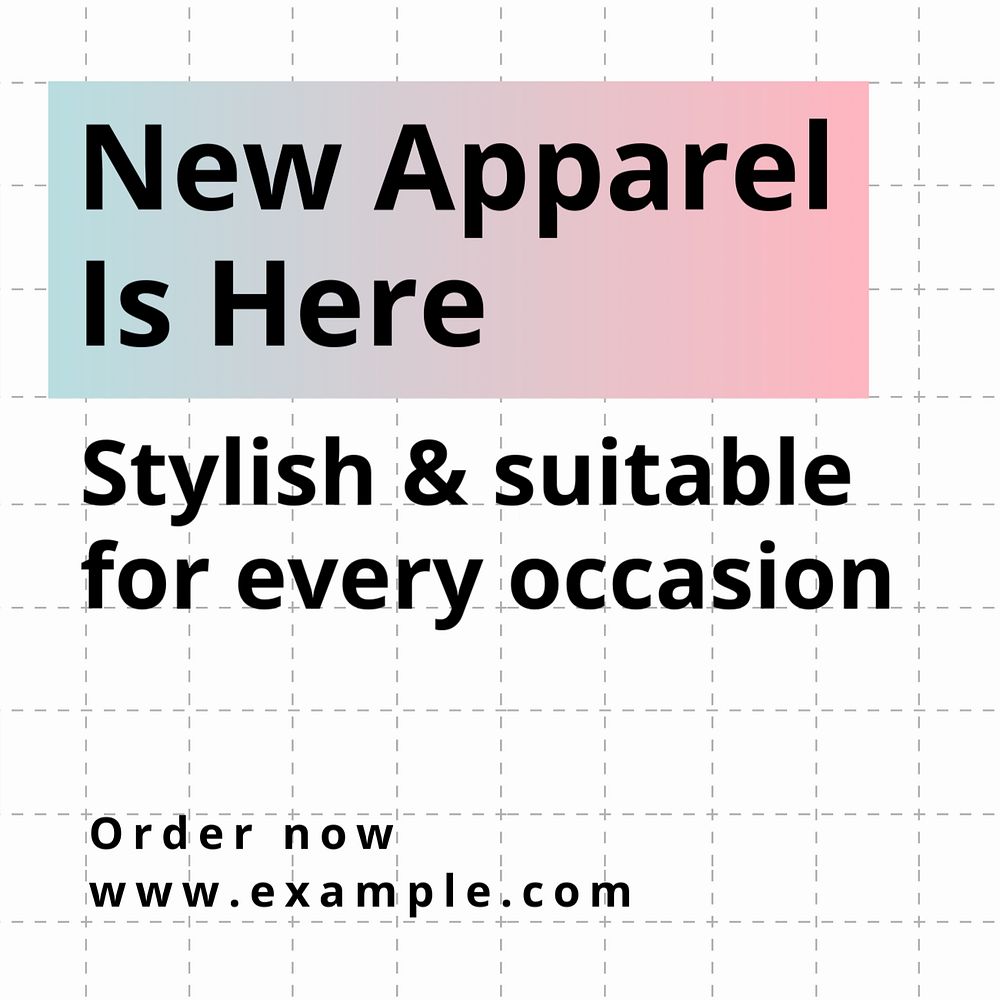 New apparel, editable template for social media post