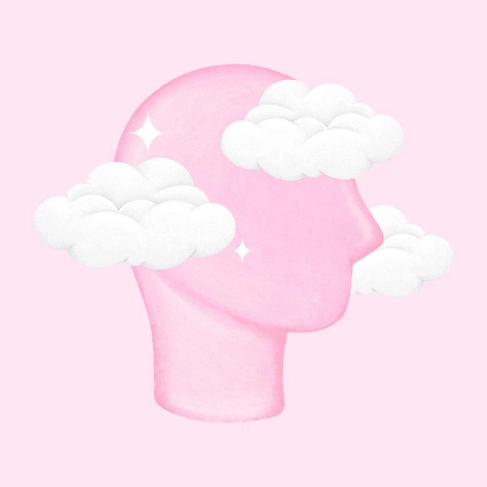 Pink cloud head, mental health remix, editable design