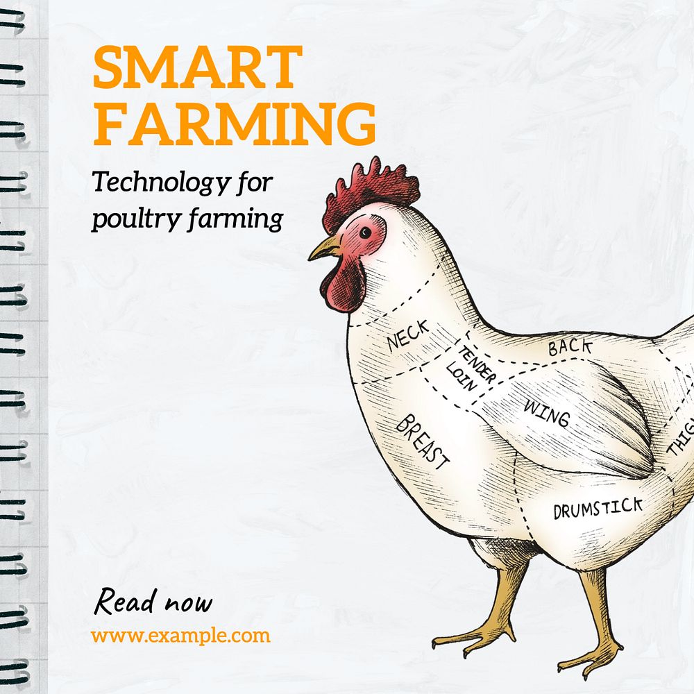 Smart farming Instagram post template, editable text