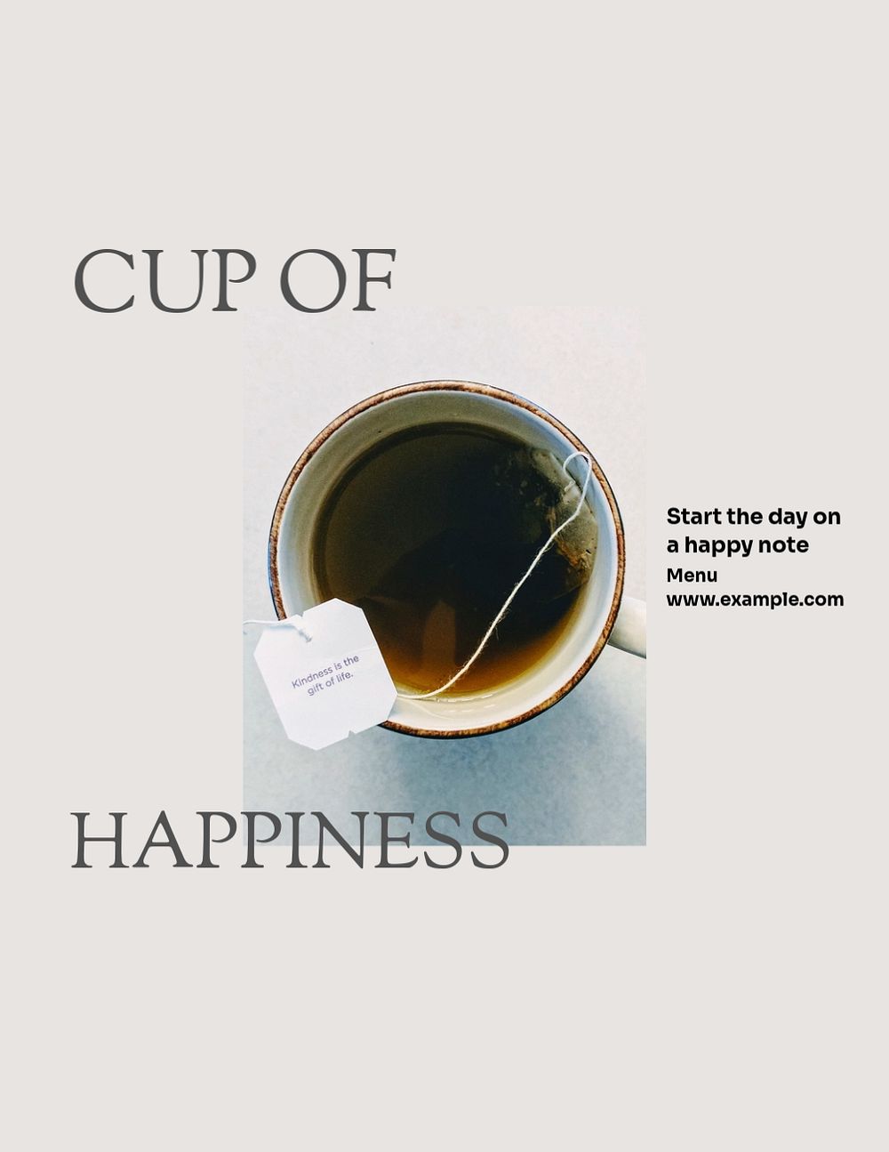 Cup of happiness flyer template, editable text & design