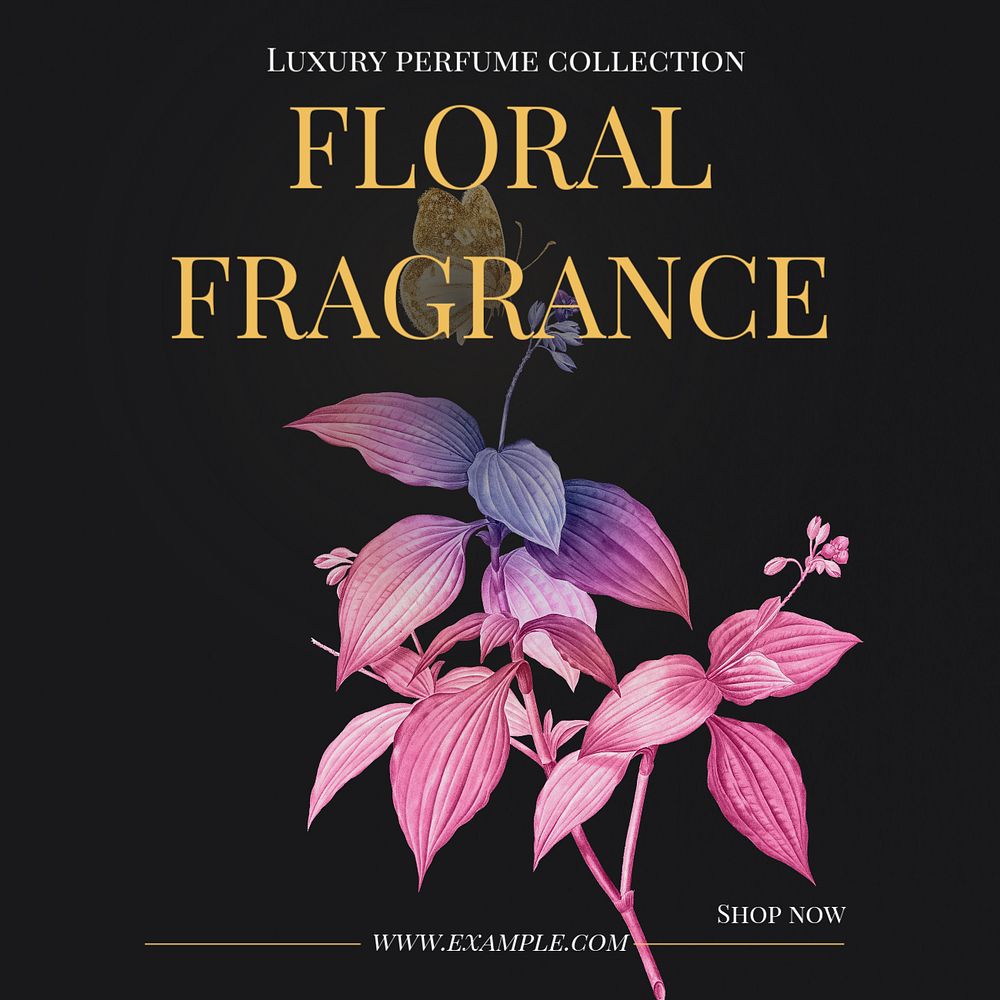 Floral fragrance Instagram post template, editable text