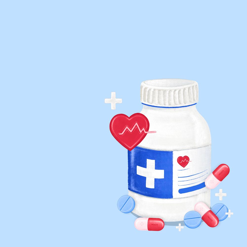 Health supplements background, healthcare illustration, editable design