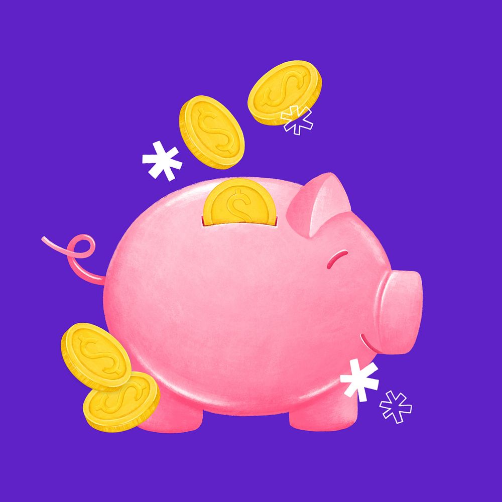 Piggy bank, savings & finance illustration, editable design