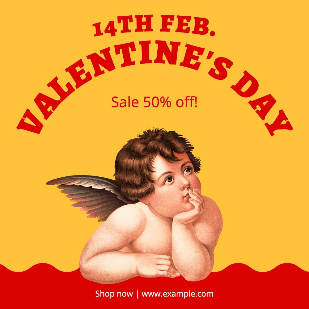 Valentine's day sale Instagram post template, editable text