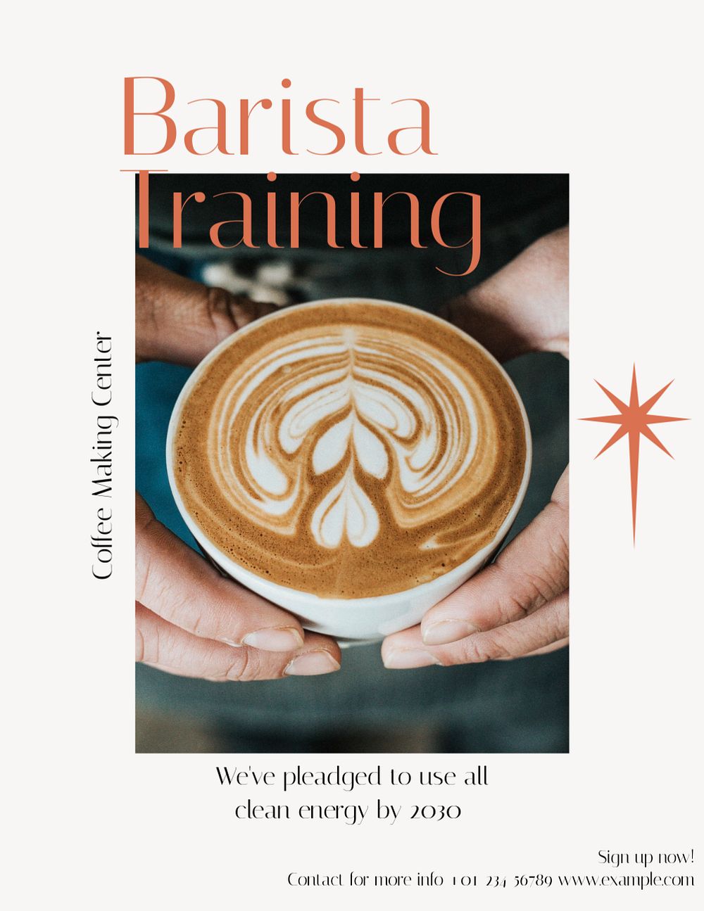 Barista training flyer template, editable text & design