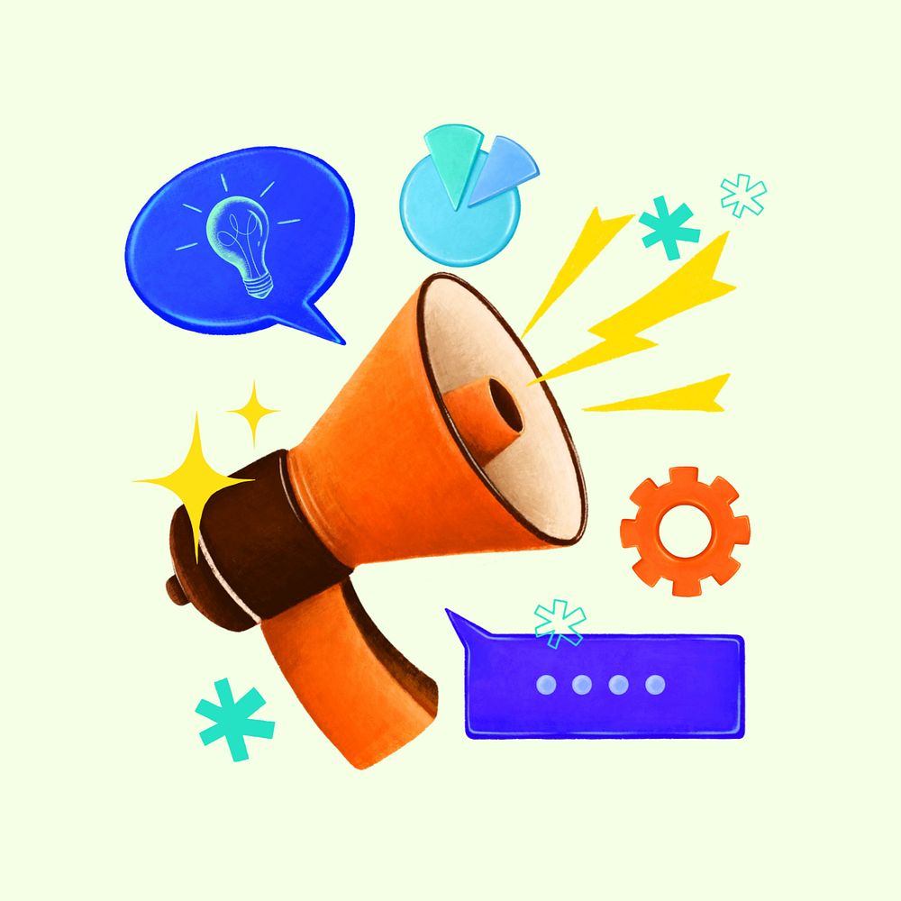 Marketing tool remix, orange megaphone illustration, editable design