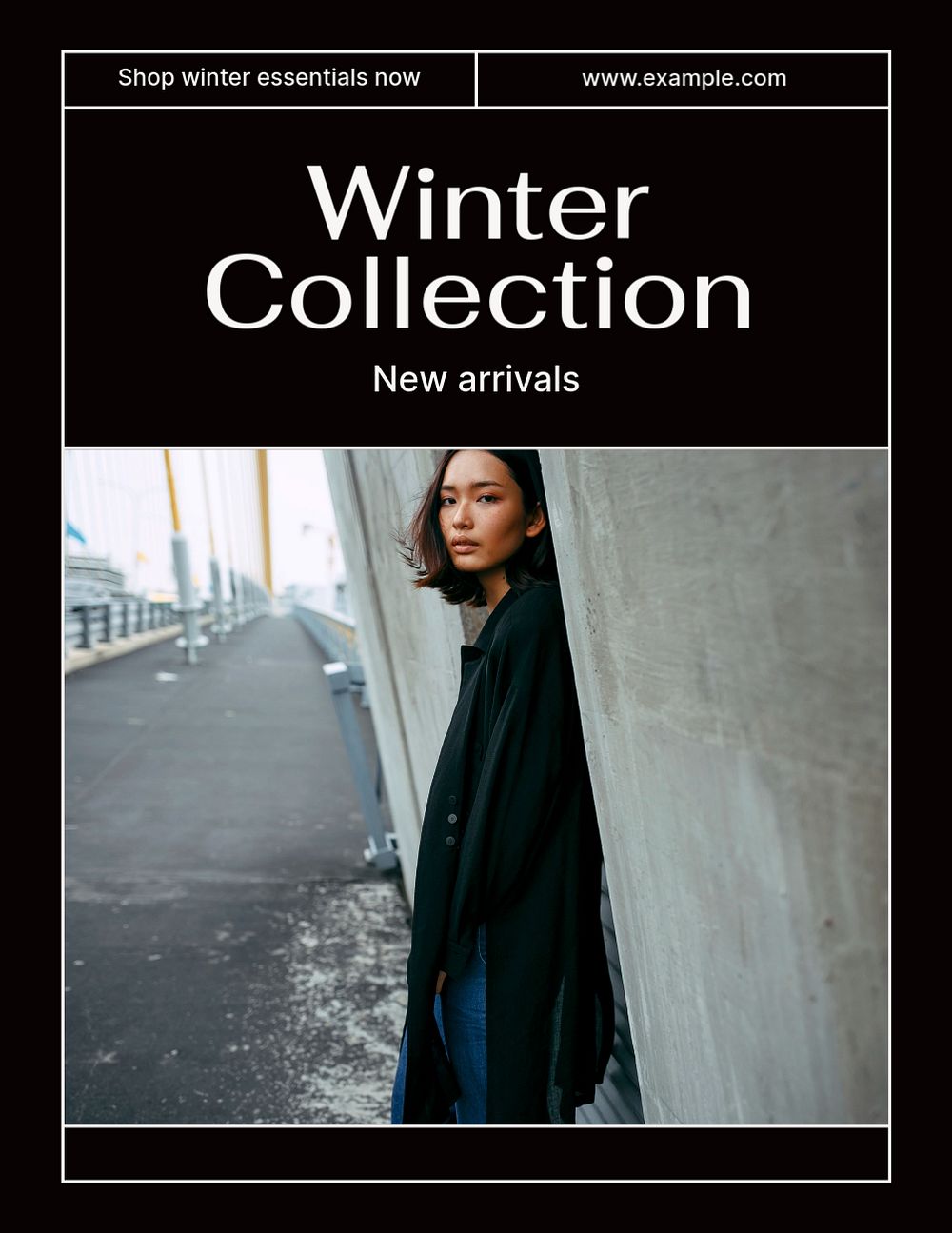 Winter collection flyer template, editable text & design