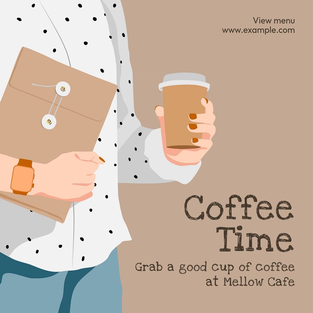 Coffee time Instagram post template, editable text