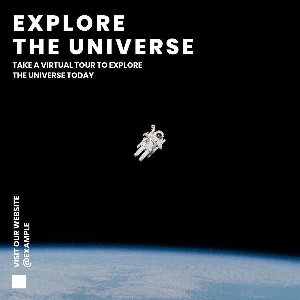 Explore the universe Instagram post template, editable text