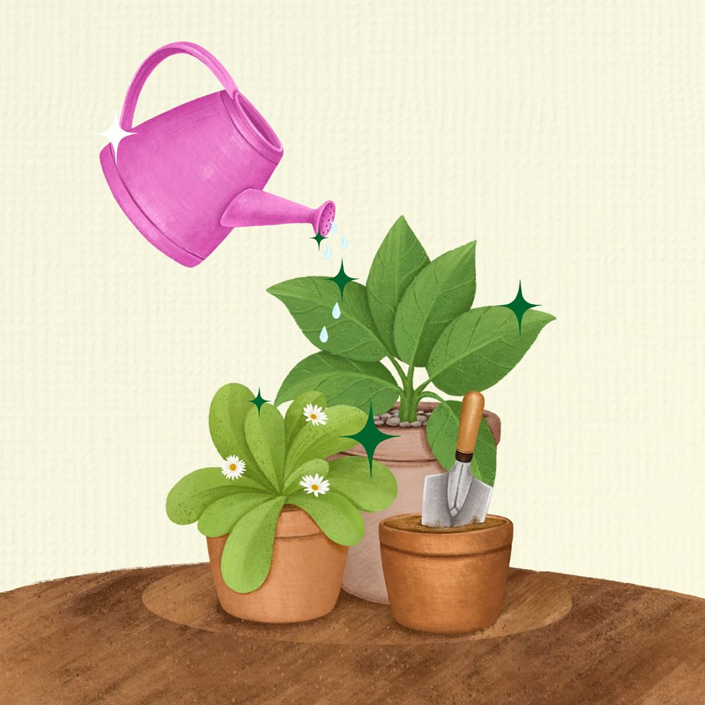 Aesthetic houseplant, gardening hobby remix, editable design