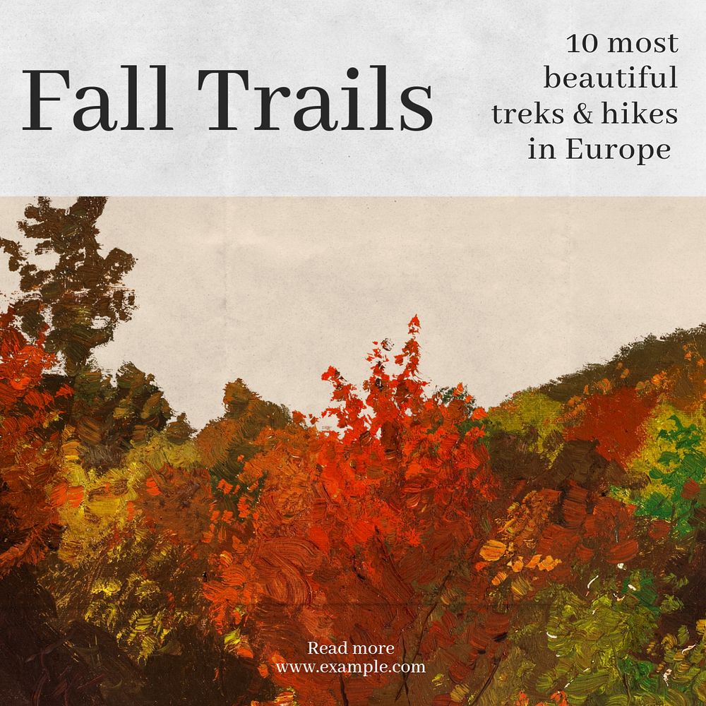 Fall trail Instagram post template, editable text